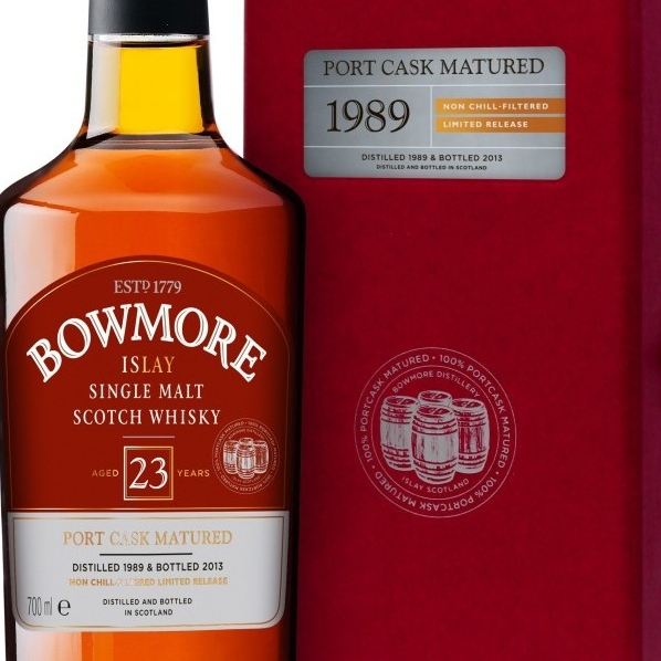 Bowmore Port Matured 23 year old bottle and red box